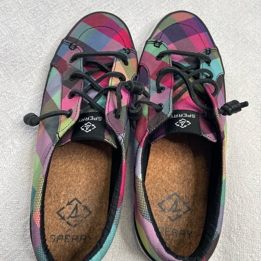 Sperry Women's Colorful Plaid Sneakers~‎ Sz 9.5 - Picture 9 of 11
